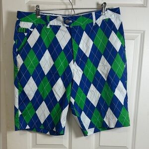 Royal and awesome Blue and Green Argyle Shorts size 36